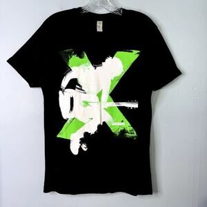 Ed Sheeran 2015 Mulitiply X Concert Tee Black Green Graphic T-Shirt Unisex Sz M